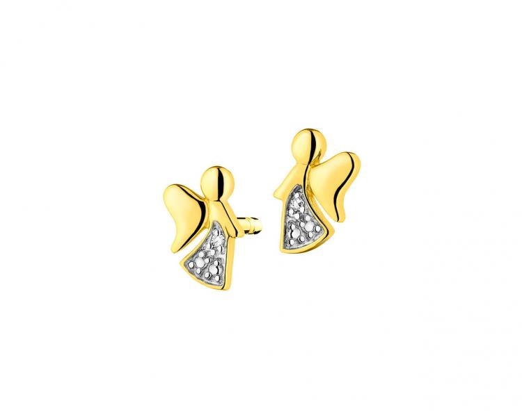 14 K Yellow Gold Earrings with Diamonds 0,005 ct - fineness 14 K