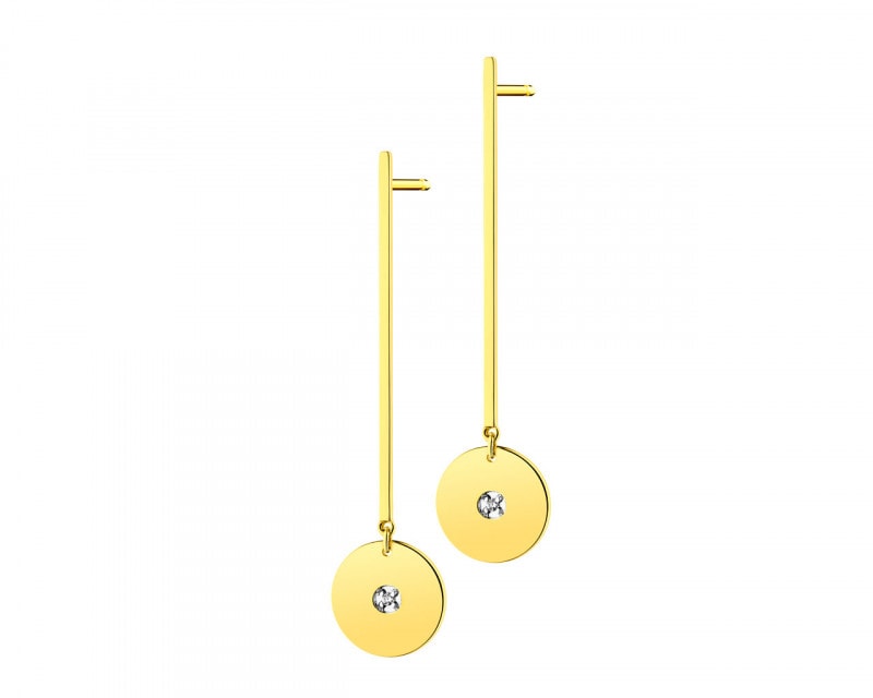 9 K Yellow Gold Earrings with Diamonds 0,01 ct - fineness 9 K