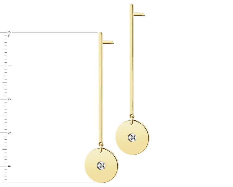 Kolczyki z żółtego złota z brylantami - koła - 0,01 ct - próba 375