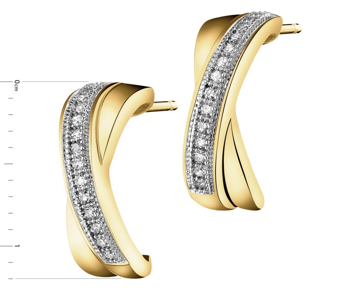 Kolczyki z żółtego złota z diamentami - 0,08 ct - próba 585