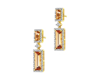 14 K Yellow Gold, White Gold Earrings with Diamonds 0,18 ct - fineness 14 K
