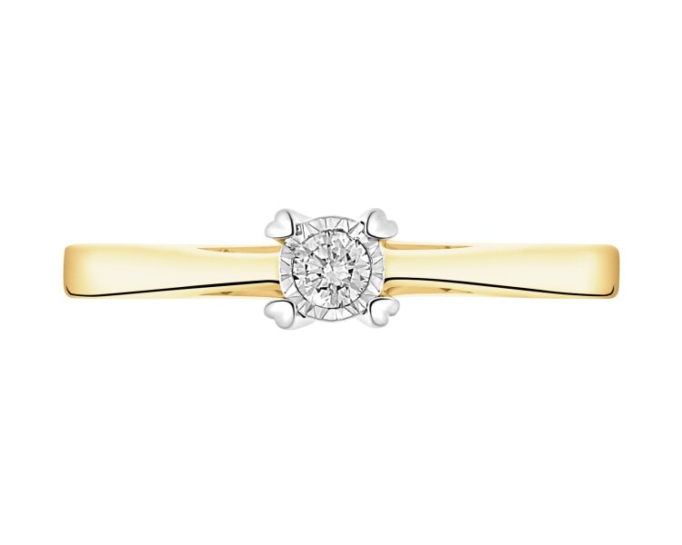 14 K Yellow Gold, White Gold Ring with Diamond - 0,06 ct - fineness 585