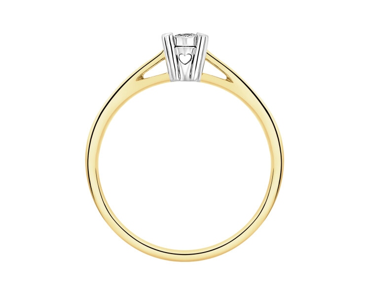 14 K Yellow Gold, White Gold Ring with Diamond - 0,06 ct - fineness 585