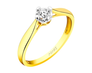 Prsten ze žlutého zlata s briliantem - srdce 0,16 ct - ryzost 585