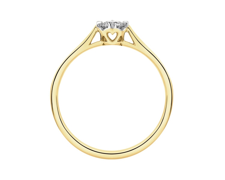 14 K Yellow Gold Ring with Diamond - 0,16 ct - fineness 14 K