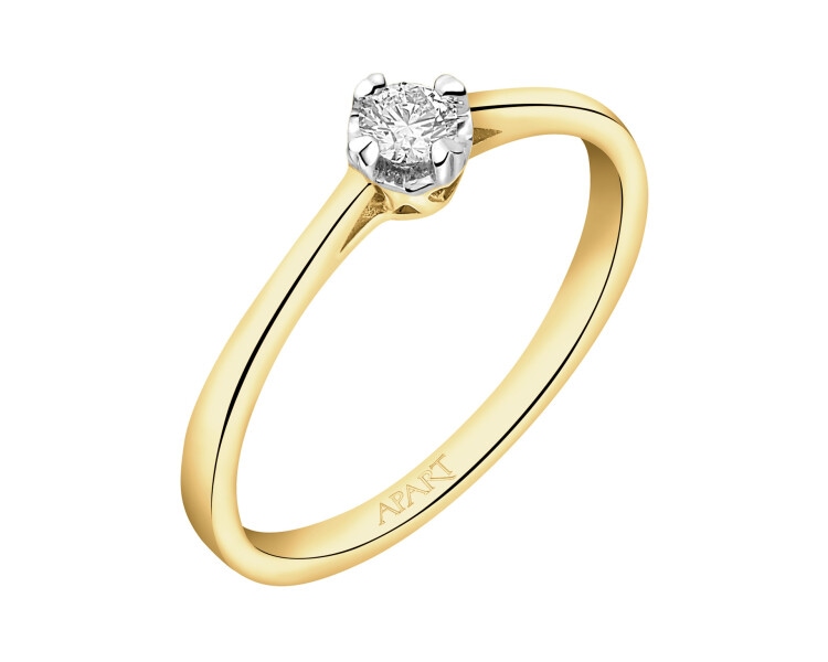 14 K Yellow Gold Ring with Diamond - 0,11 ct - fineness 14 K