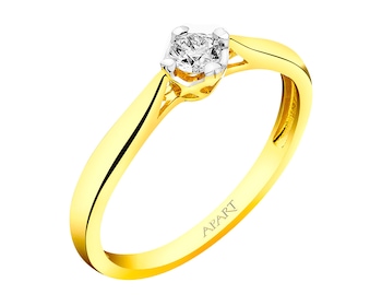 14 K Yellow Gold Ring with Diamond - 0,11 ct - fineness 14 K