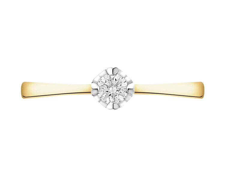 14 K Yellow Gold Ring with Diamond - 0,11 ct - fineness 14 K