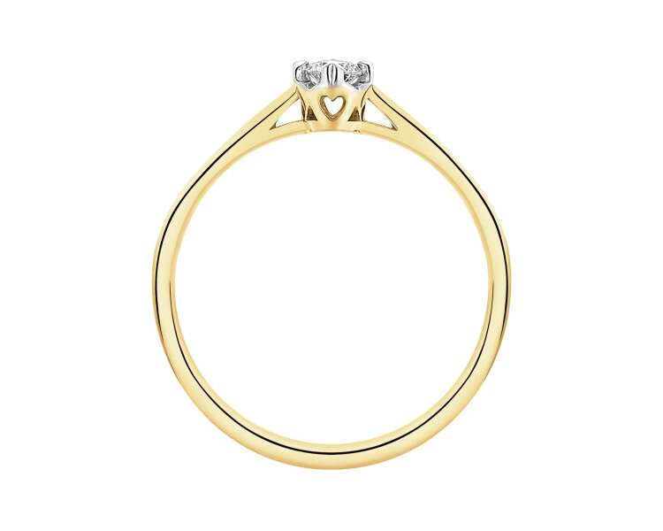 14 K Yellow Gold Ring with Diamond - 0,11 ct - fineness 14 K