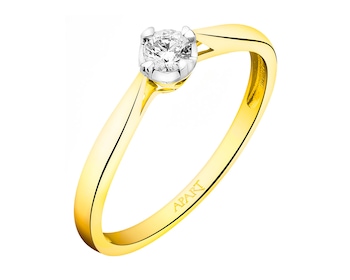 14 K Yellow Gold Ring with Diamond 0,11 ct - fineness 14 K