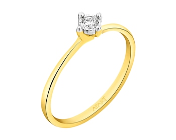 14 K Yellow Gold, White Gold Ring with Diamond 0,06 ct - fineness 14 K