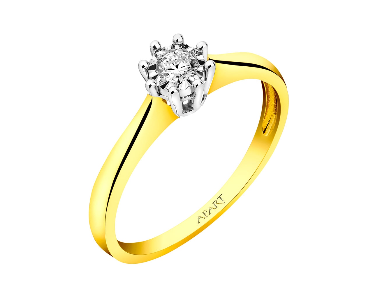 Prsten ze žlutého a bílého zlata s briliantem 0,10 ct - ryzost 585