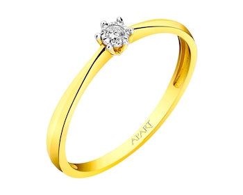 14 K Yellow Gold, White Gold Ring with Diamond 0,02 ct - fineness 14 K