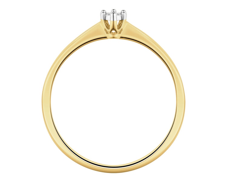 14 K Yellow Gold, White Gold Ring with Diamond - 0,02 ct - fineness 585