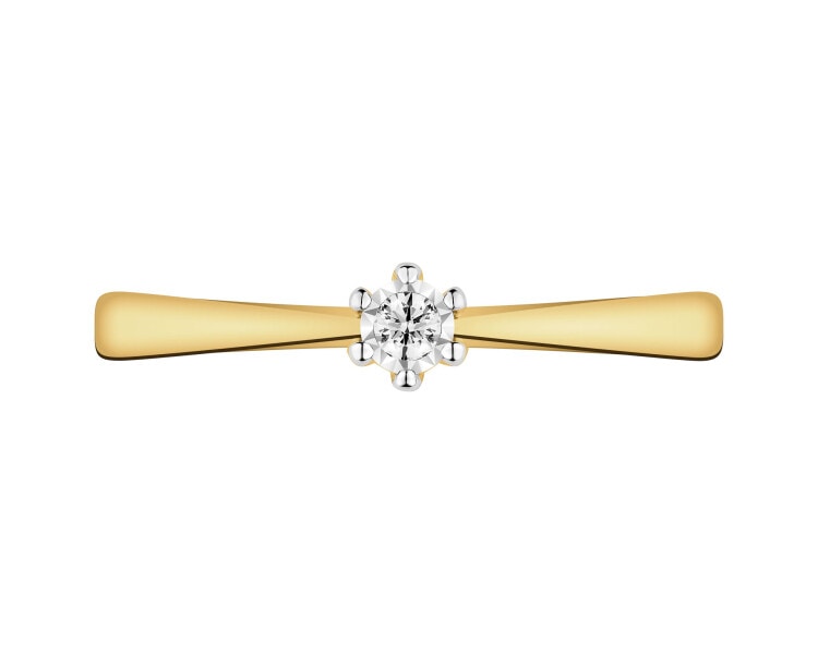 14 K Yellow Gold, White Gold Ring with Diamond - 0,02 ct - fineness 585