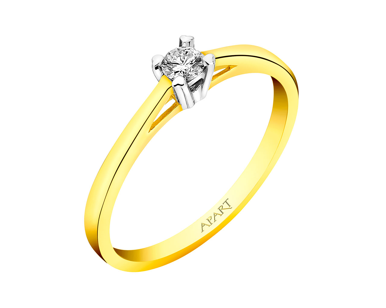 Prsten ze žlutého zlata s briliantem 0,10 ct - ryzost 585