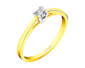 14 K Yellow Gold Ring with Diamond 0,10 ct - fineness 14 K