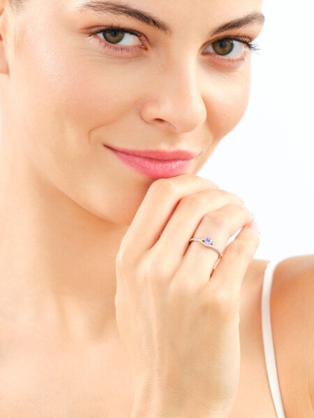 14 K Rhodium-Plated White Gold Ring - fineness 14 K