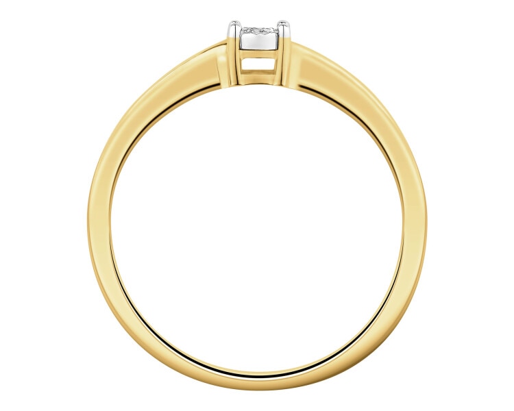14 K Yellow Gold, White Gold Ring with Diamond - 0,05 ct - fineness 585