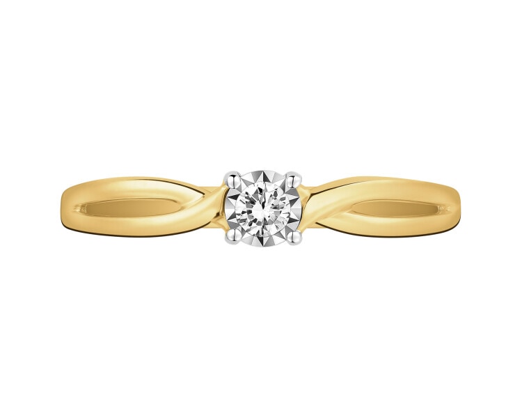 14 K Yellow Gold, White Gold Ring with Diamond - 0,05 ct - fineness 585