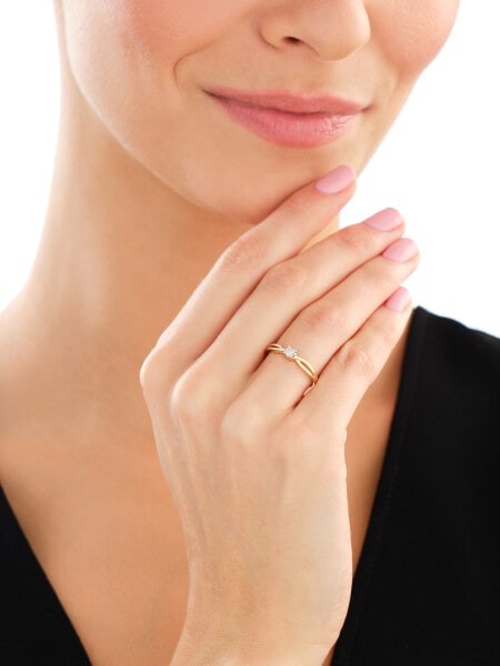 14 K Yellow Gold, White Gold Ring with Diamond - 0,05 ct - fineness 585