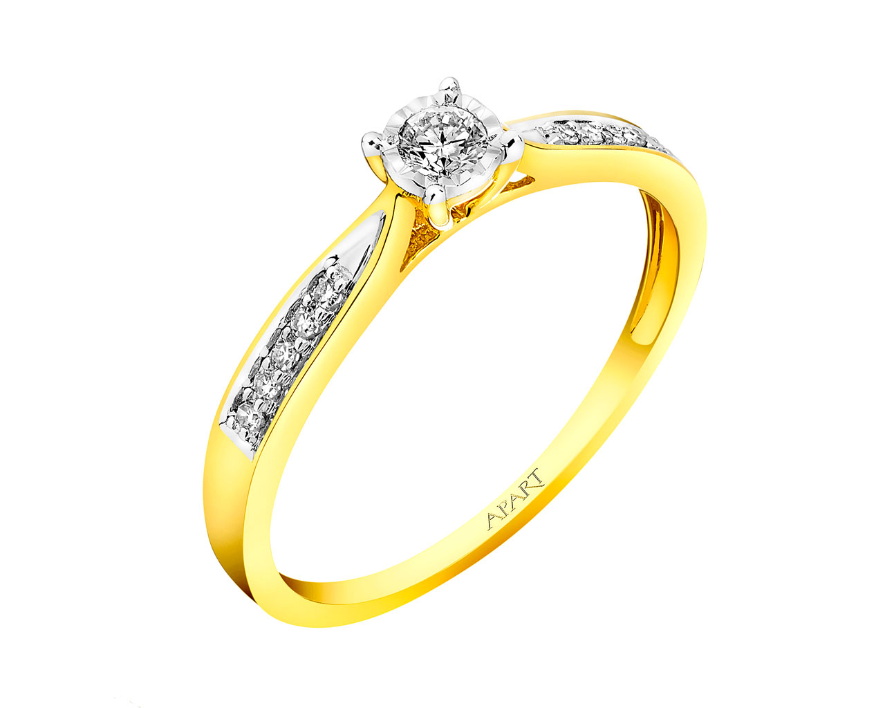 Prsten ze žlutého a bílého zlata s diamanty 0,14 ct - ryzost 585