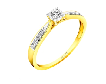 14 K Yellow Gold, White Gold Ring with Diamonds 0,14 ct - fineness 585