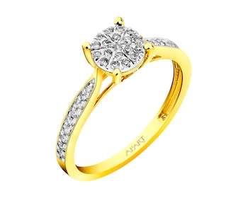 14 K Yellow Gold Ring with Diamonds 0,17 ct - fineness 14 K