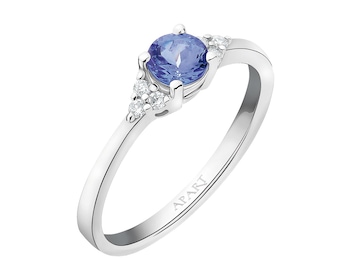 White gold ring with brilliants and tanzanite - fineness 18 K
