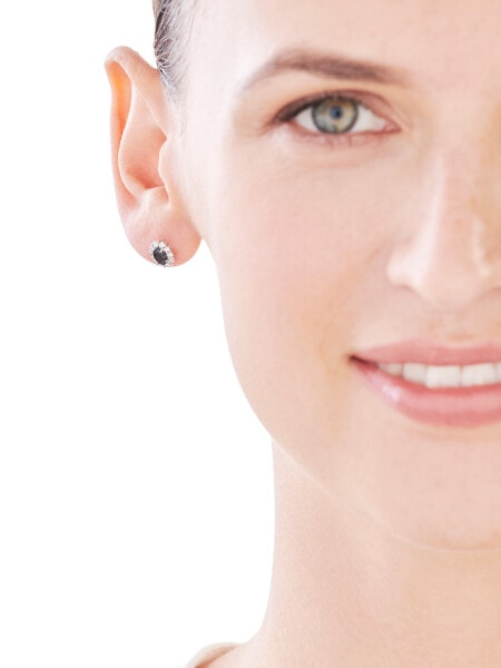 Kolczyki z białego złota z brylantami i szafirami - próba 750