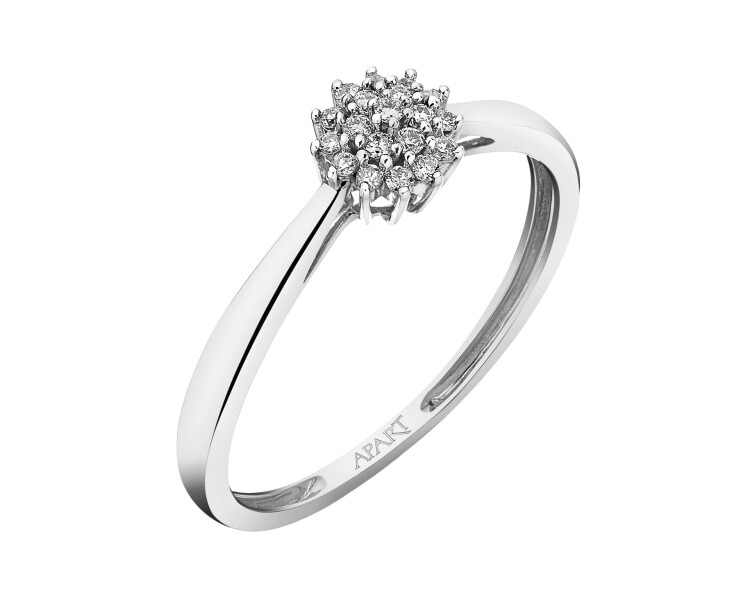 Pierścionek z białego złota z brylantami - 0,10 ct - próba 750