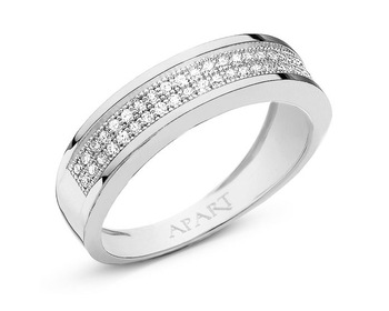 Pierścionek z białego złota z diamentami 0,15 ct - próba 375