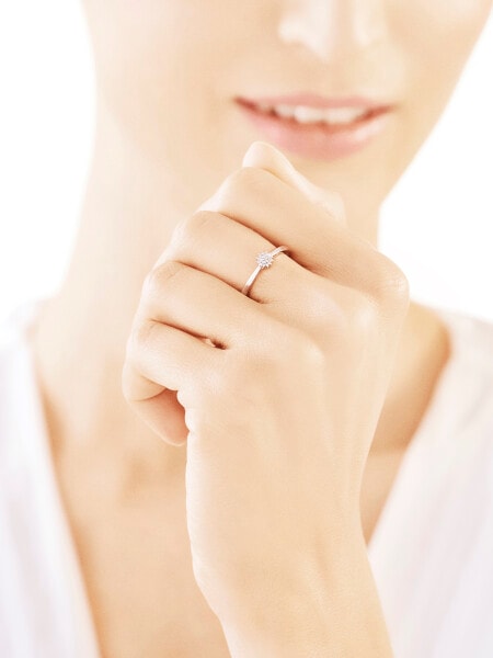 Pierścionek z białego złota z diamentami - 0,05 ct - próba 750
