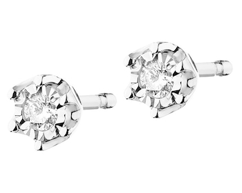 White Gold Diamond Earrings - 0,05 ct - fineness 9 K