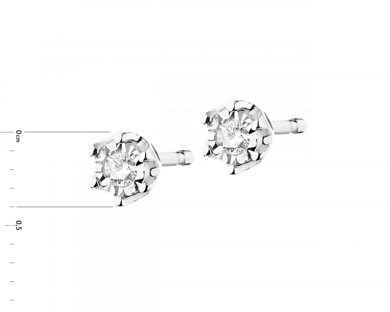 White Gold Diamond Earrings - 0,05 ct - fineness 9 K