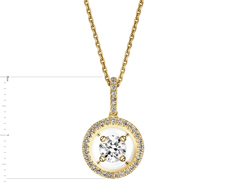 14 K Yellow Gold Pendant with Diamonds - 0,28 ct - fineness 14 K