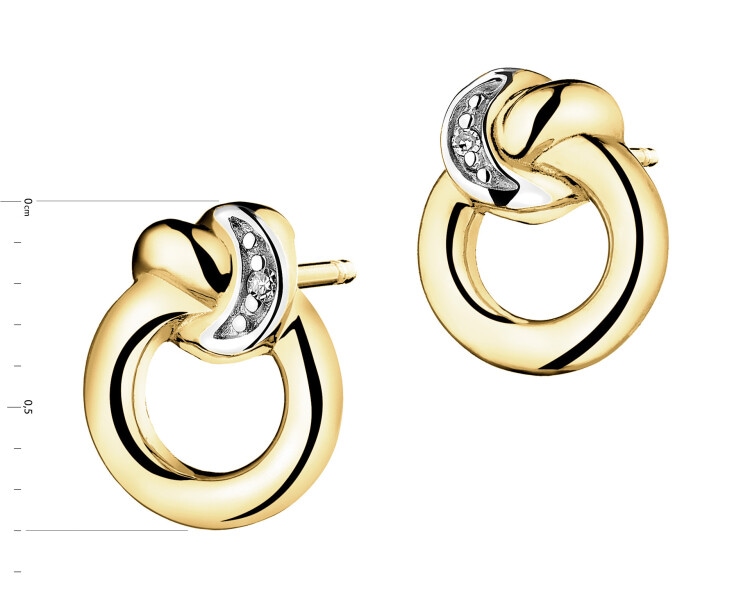 9 K Yellow Gold Earrings with Diamonds - 0,004 ct - fineness 9 K