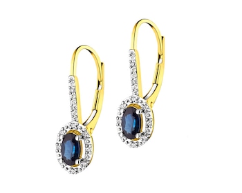 14 K Yellow Gold Earrings with Diamonds - fineness 14 K