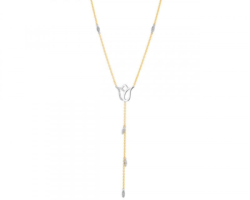 9 K Yellow Gold, White Gold Necklace with Diamonds 0,03 ct - fineness 375