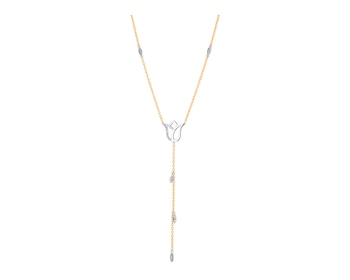 9 K Yellow Gold, White Gold Necklace with Diamonds 0,03 ct - fineness 9 K