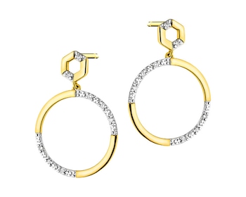 9 K Yellow Gold Earrings with Diamonds 0,04 ct - fineness 9 K