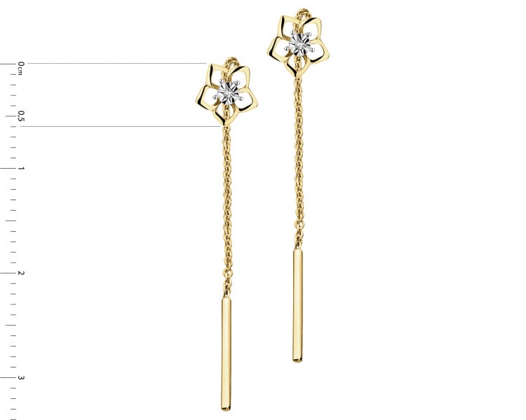 9 K Yellow Gold Earrings with Diamonds - 0,006 ct - fineness 9 K