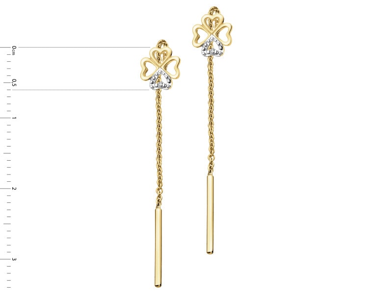 9 K Yellow Gold Earrings with Diamonds - 0,005 ct - fineness 9 K