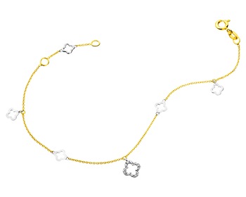 9 K Yellow Gold, White Gold Bracelet with Diamonds 0,01 ct - fineness 9 K