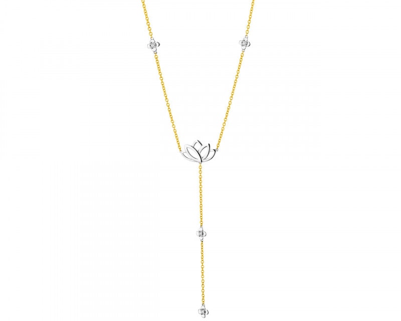 9 K Yellow Gold, White Gold Necklace with Diamonds 0,10 ct - fineness 375