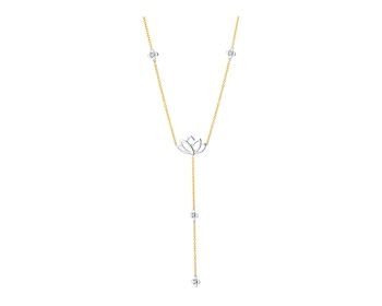 9 K Yellow Gold, White Gold Necklace with Diamonds 0,10 ct - fineness 9 K