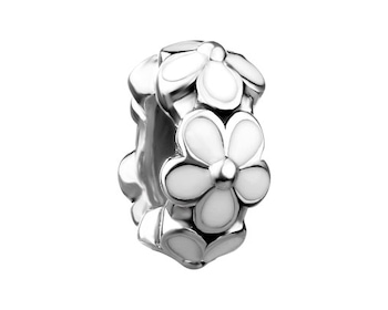 Stříbrný přívěsek beads se smaltem - zarážka - květy