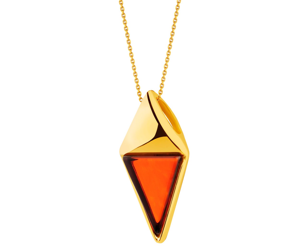 8 K Yellow Gold Pendant with Amber