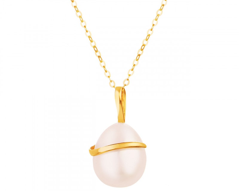 9 K Yellow Gold Necklace with Pearl