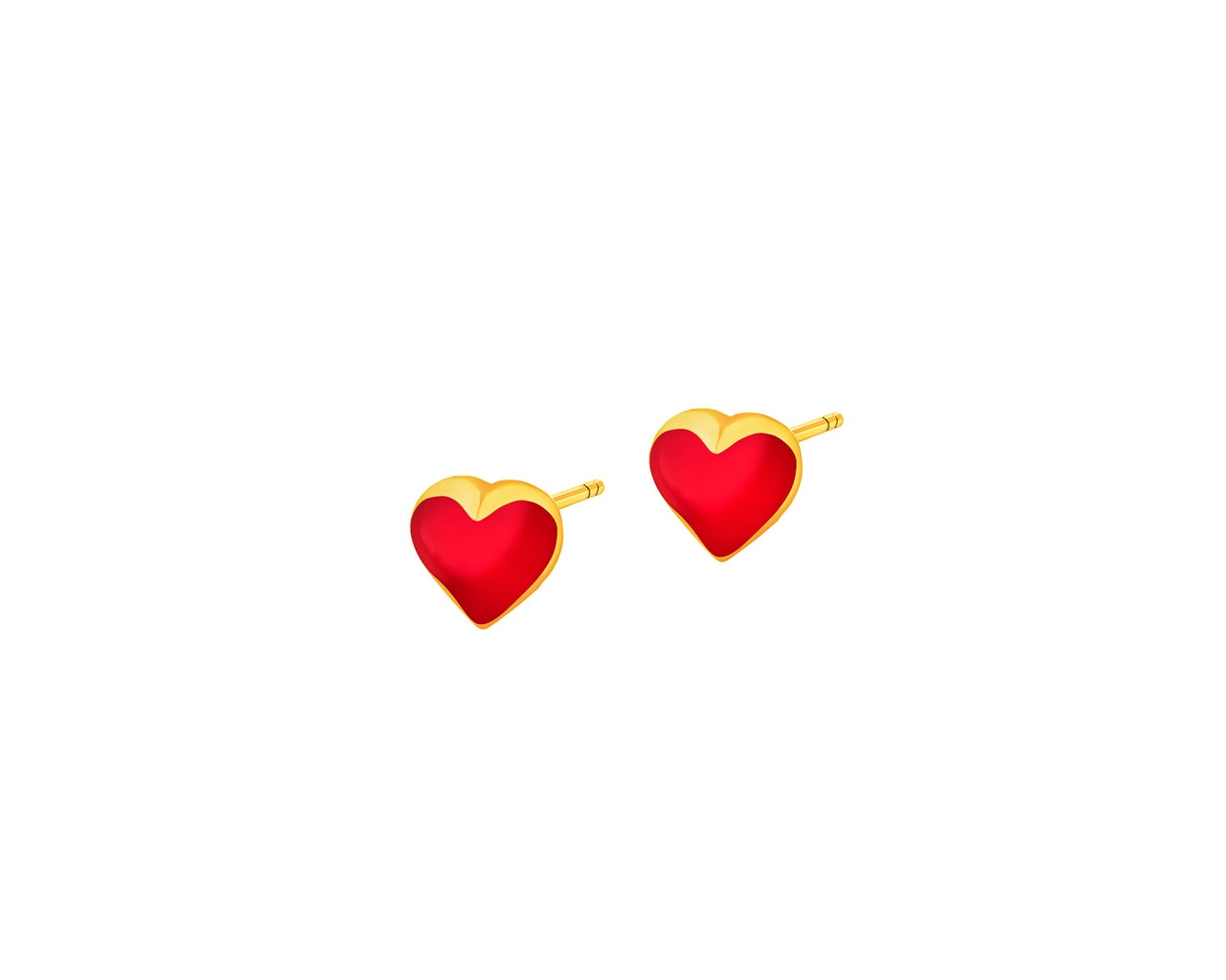 Yellow gold enamel earrings - hearts